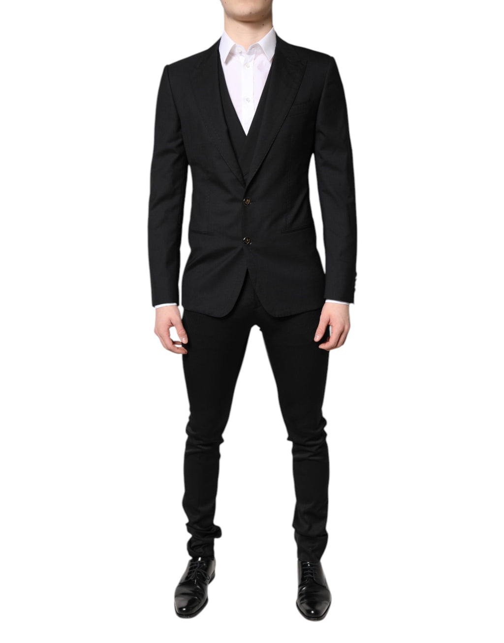 Schwarzer, einreihiger, formeller Blazer mit Weste