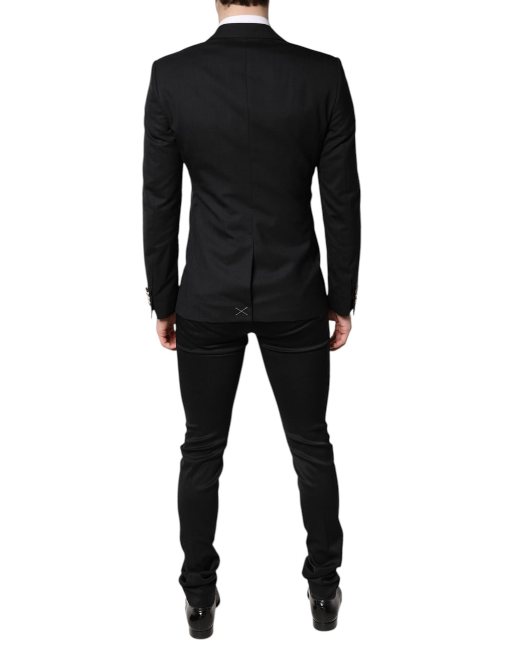 Schwarzer, einreihiger, formeller Blazer mit Weste