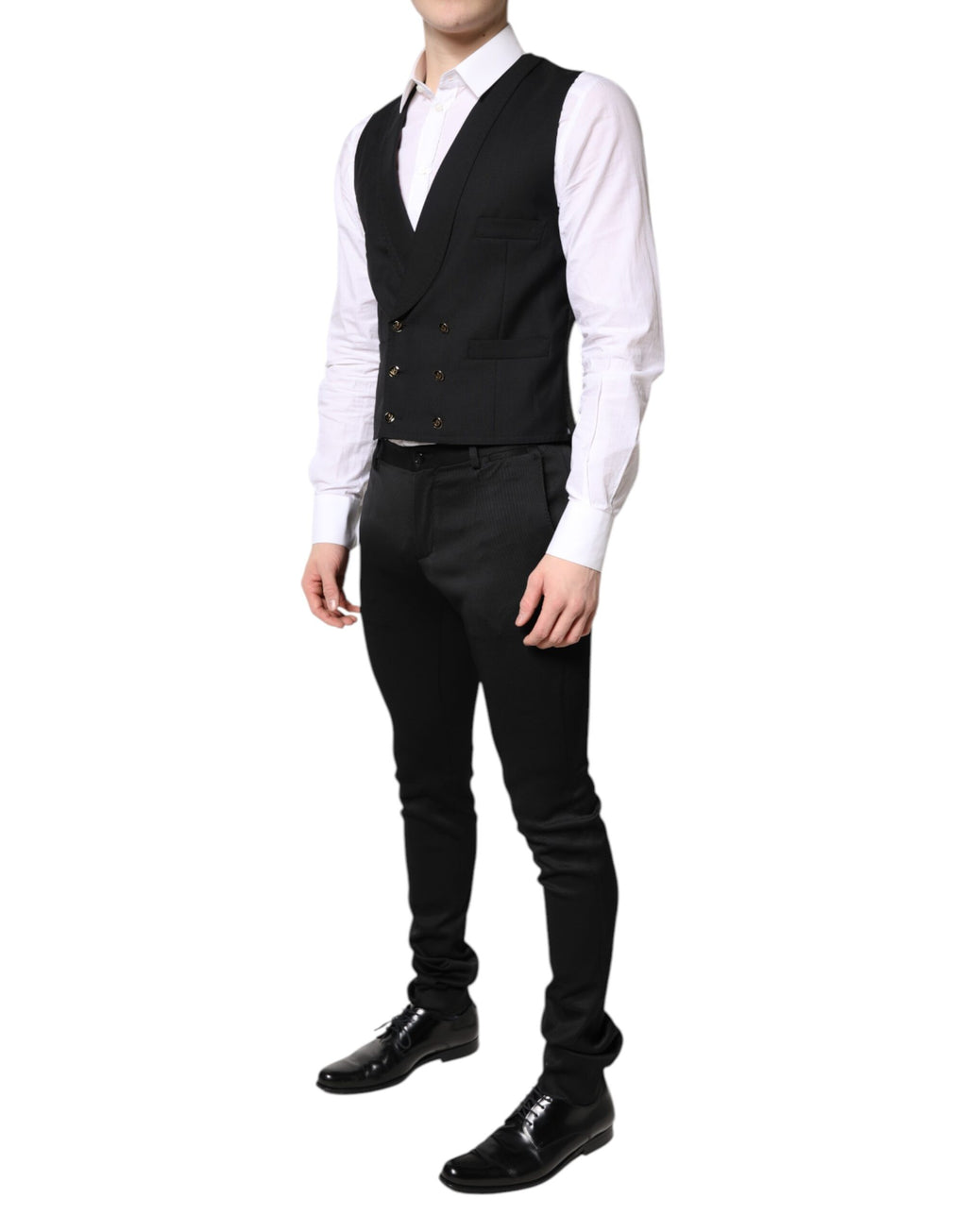 Schwarzer, einreihiger, formeller Blazer mit Weste