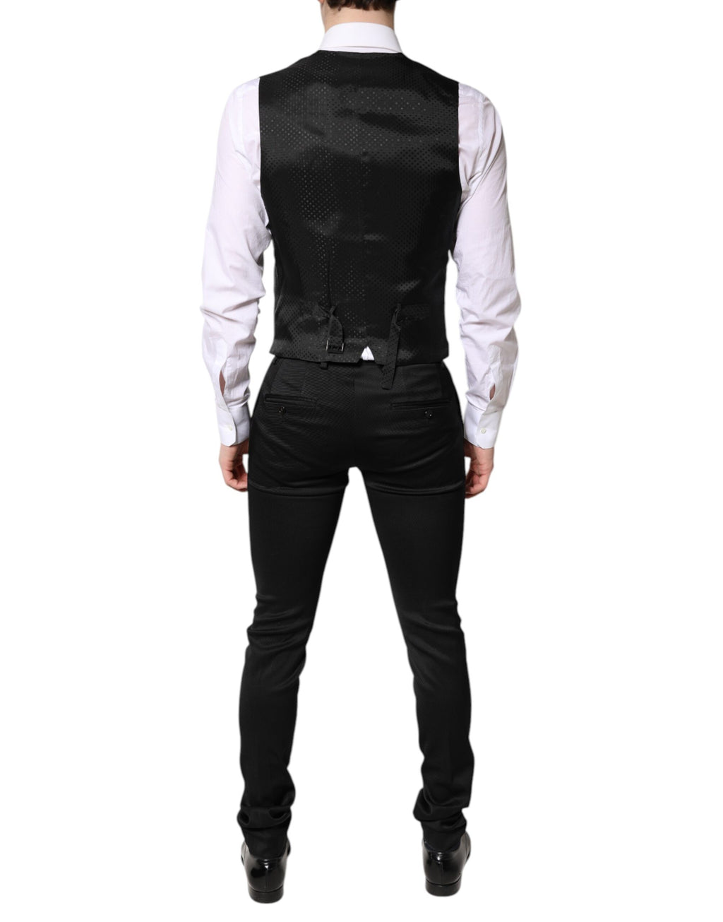 Schwarzer, einreihiger, formeller Blazer mit Weste