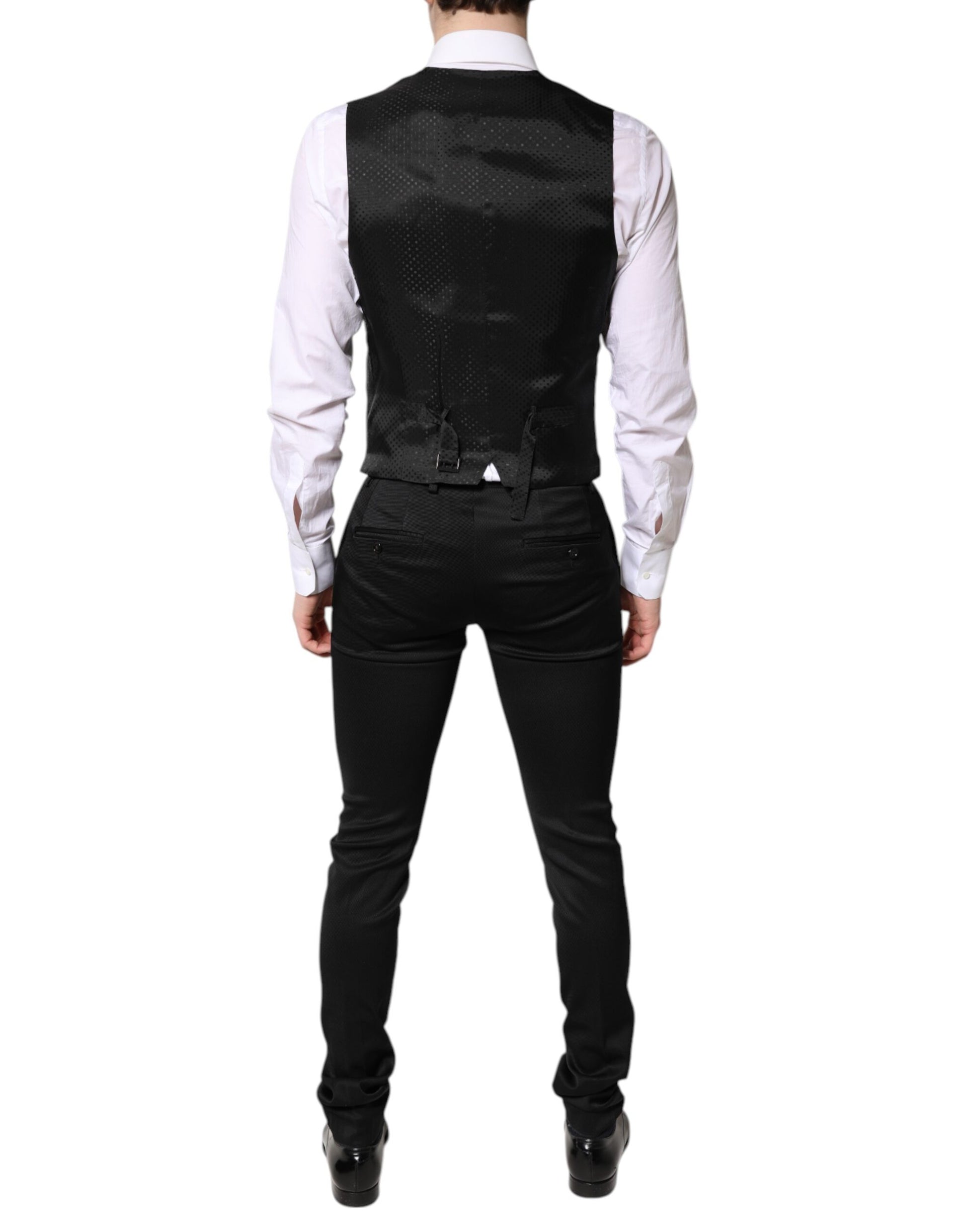 Schwarzer, einreihiger, formeller Blazer mit Weste