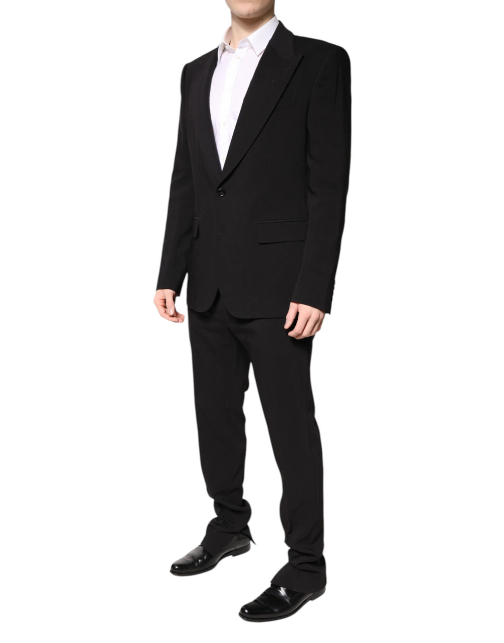 Dolce & Gabbana Black Cotton Single Breasted 2 Piece Suit