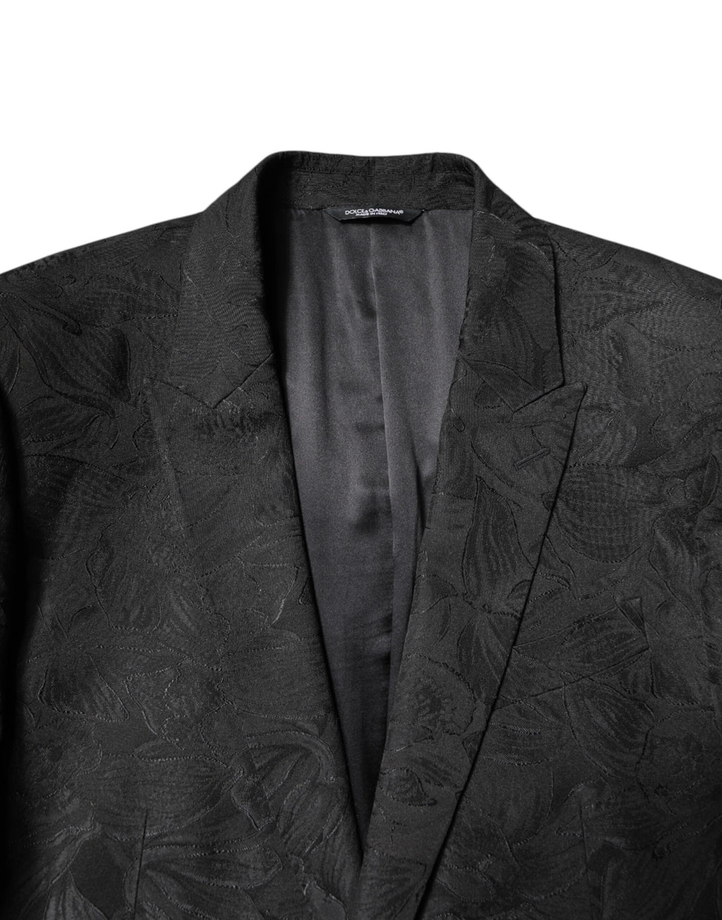 Schwarzer 2-teiliger Anzug aus Polyester-Jacquard mit Blumenmuster