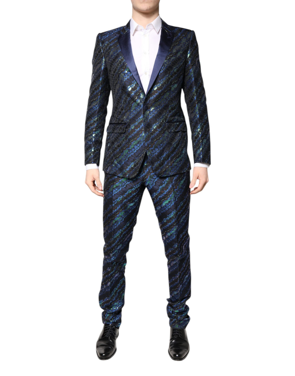 Mehrfarbiger 2-teiliger Anzug aus Polyester-Jacquard