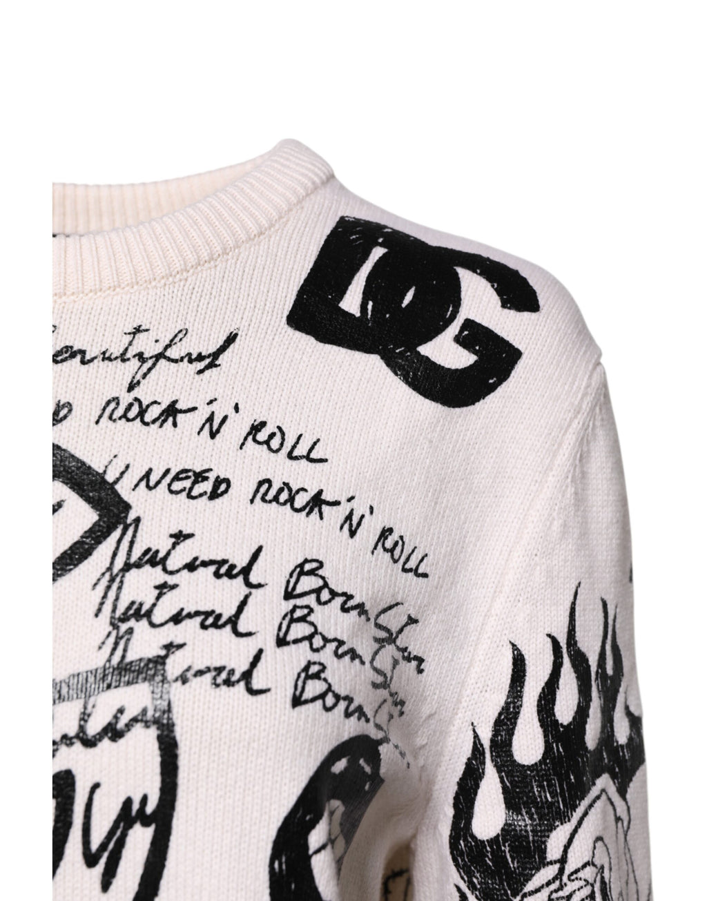 Weißer schwarzer Pullover mit Logo-Print für Damen