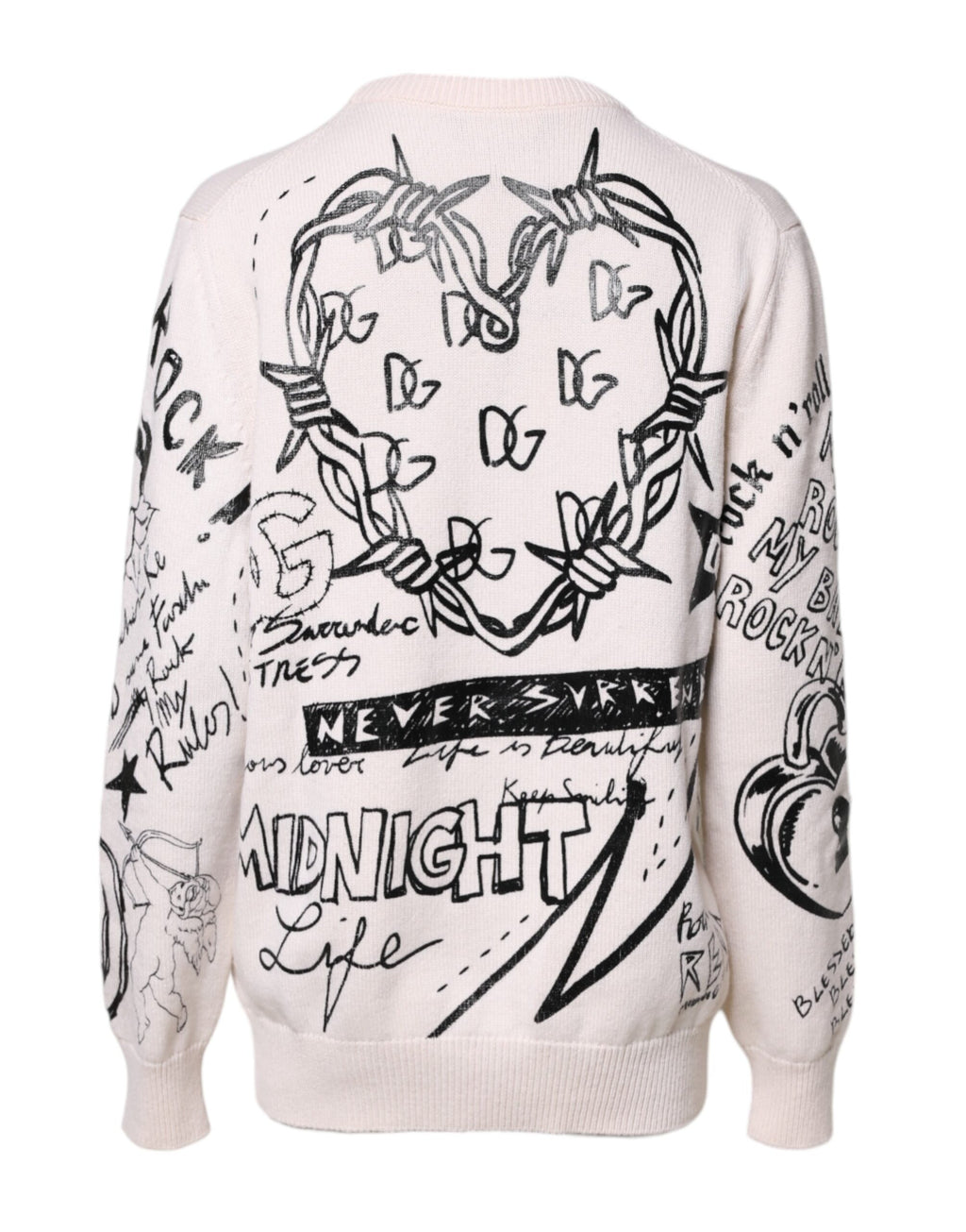 Weißer schwarzer Pullover mit Logo-Print für Damen