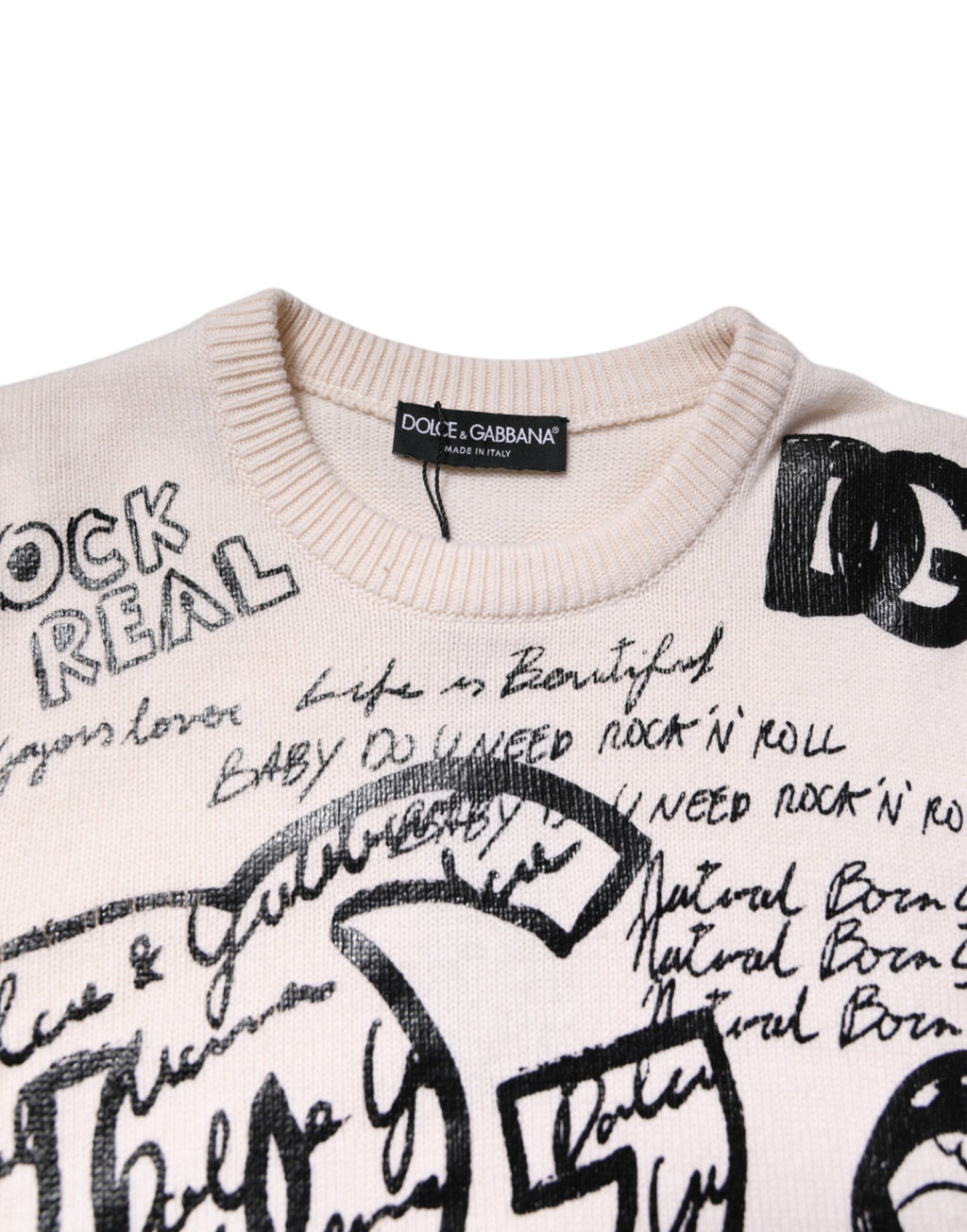 Weißer schwarzer Pullover mit Logo-Print für Damen