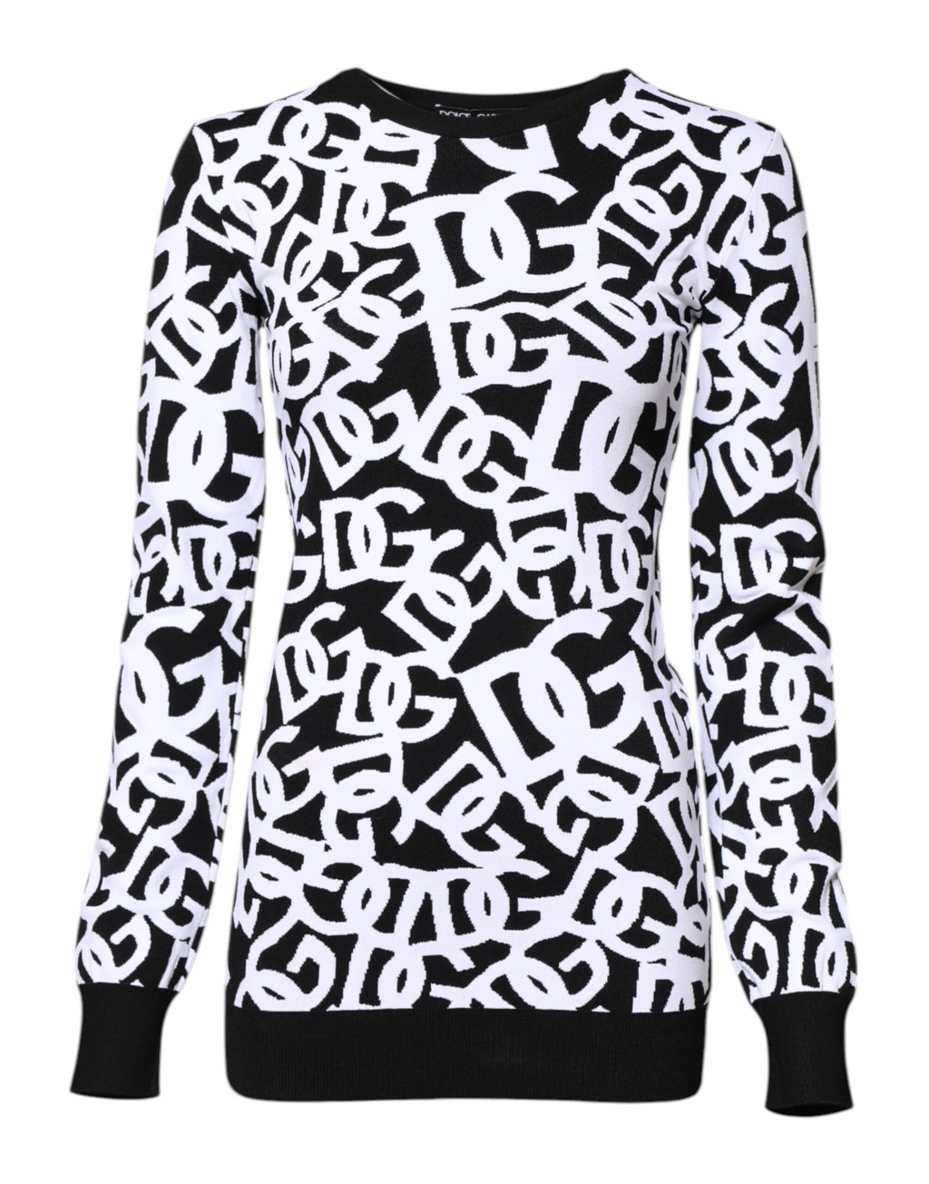 Schwarz-weißer Damenpullover mit Logo-Print
