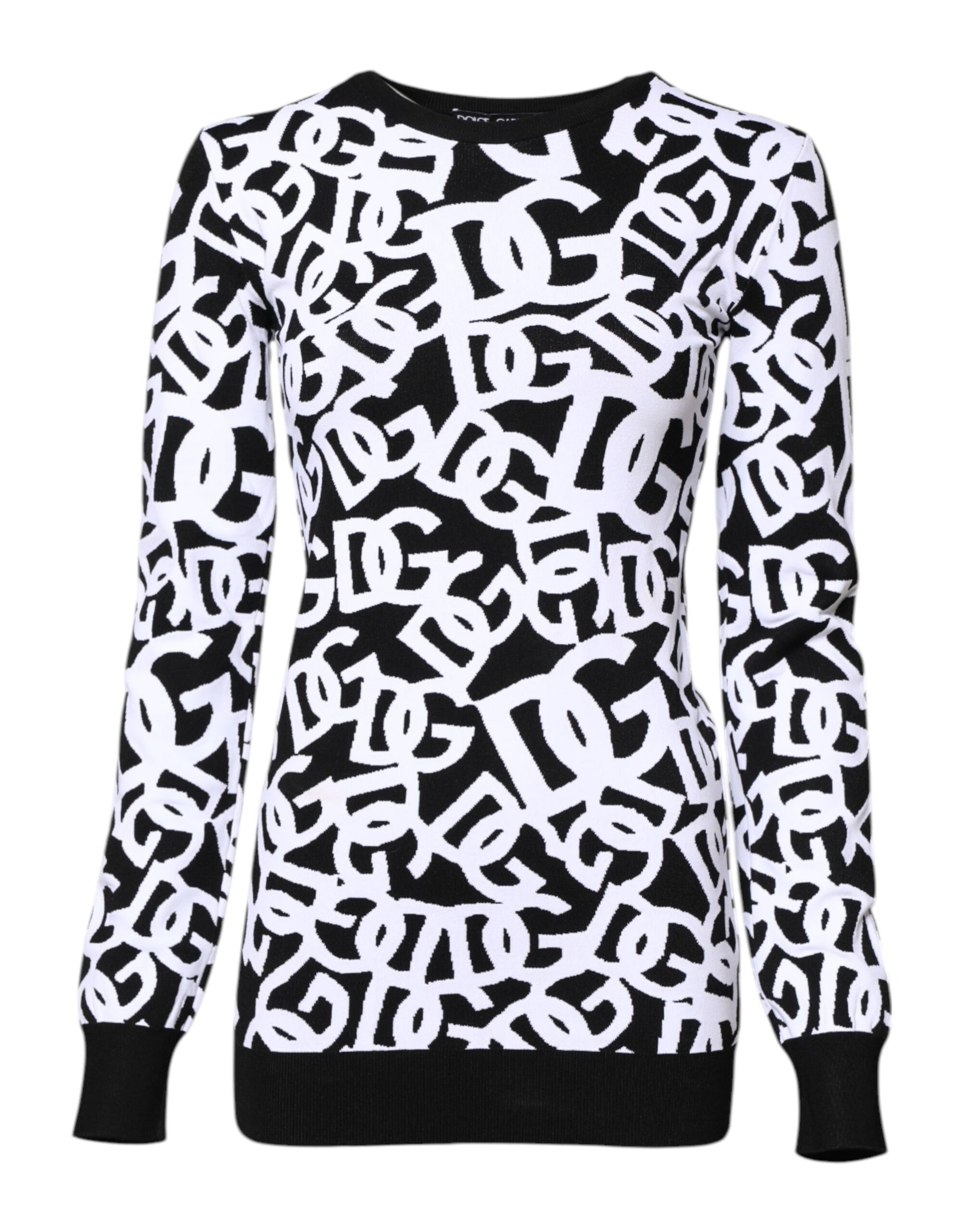 Schwarz-weißer Damenpullover mit Logo-Print