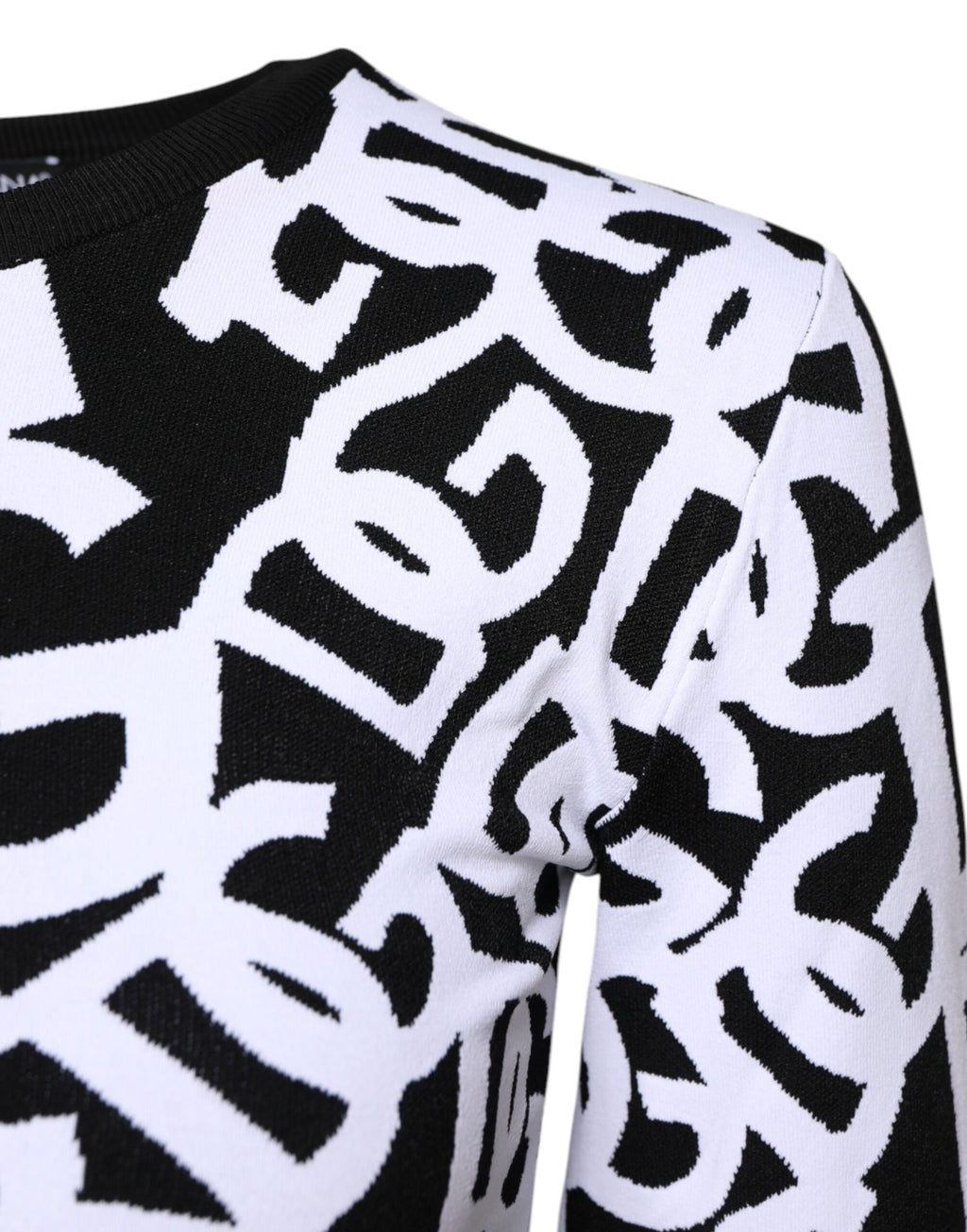 Schwarz-weißer Damenpullover mit Logo-Print