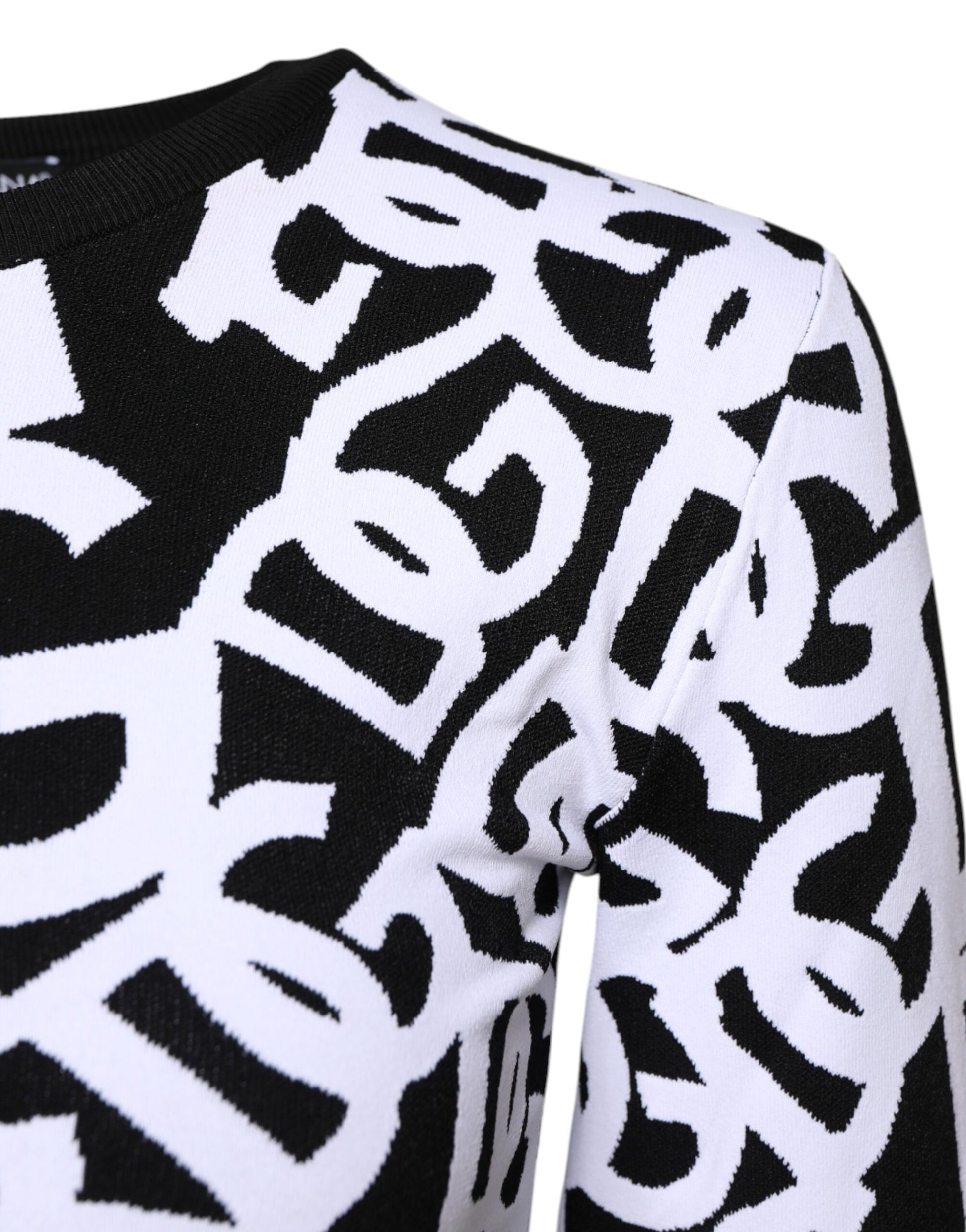 Schwarz-weißer Damenpullover mit Logo-Print