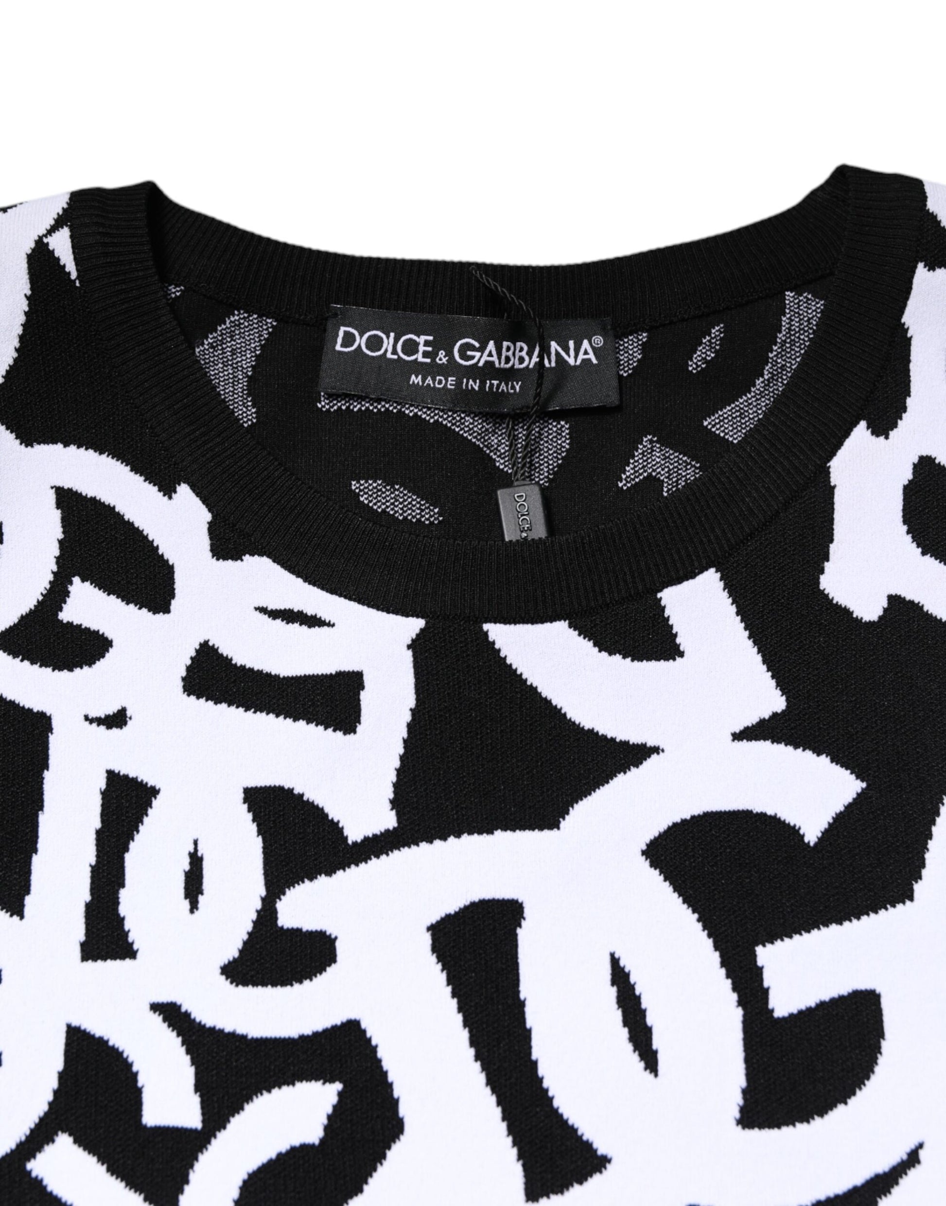 Schwarz-weißer Damenpullover mit Logo-Print
