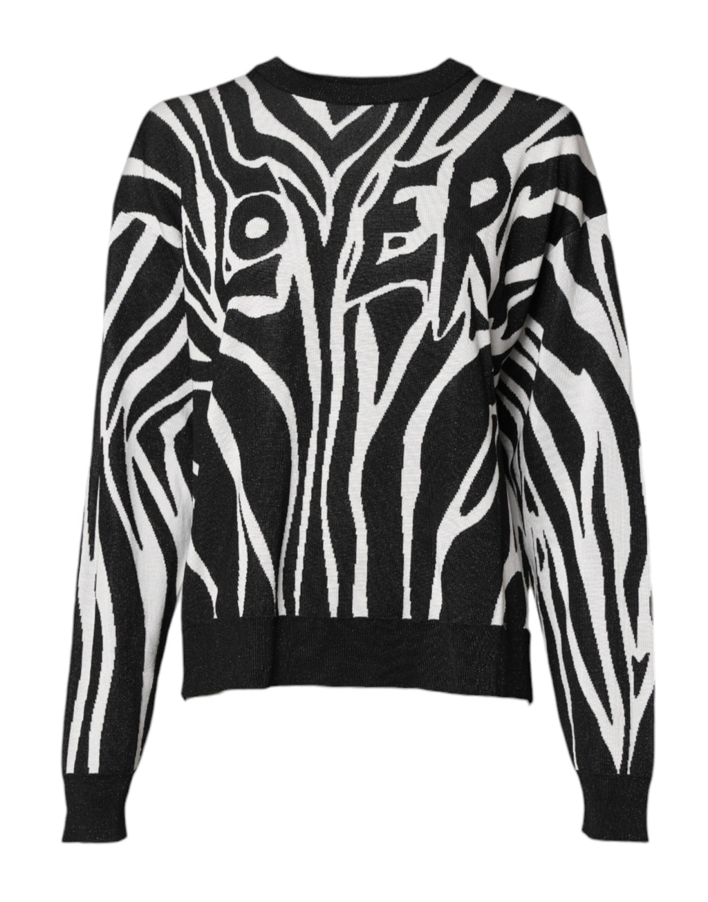 Schwarz-weißer Print Damen Pullover