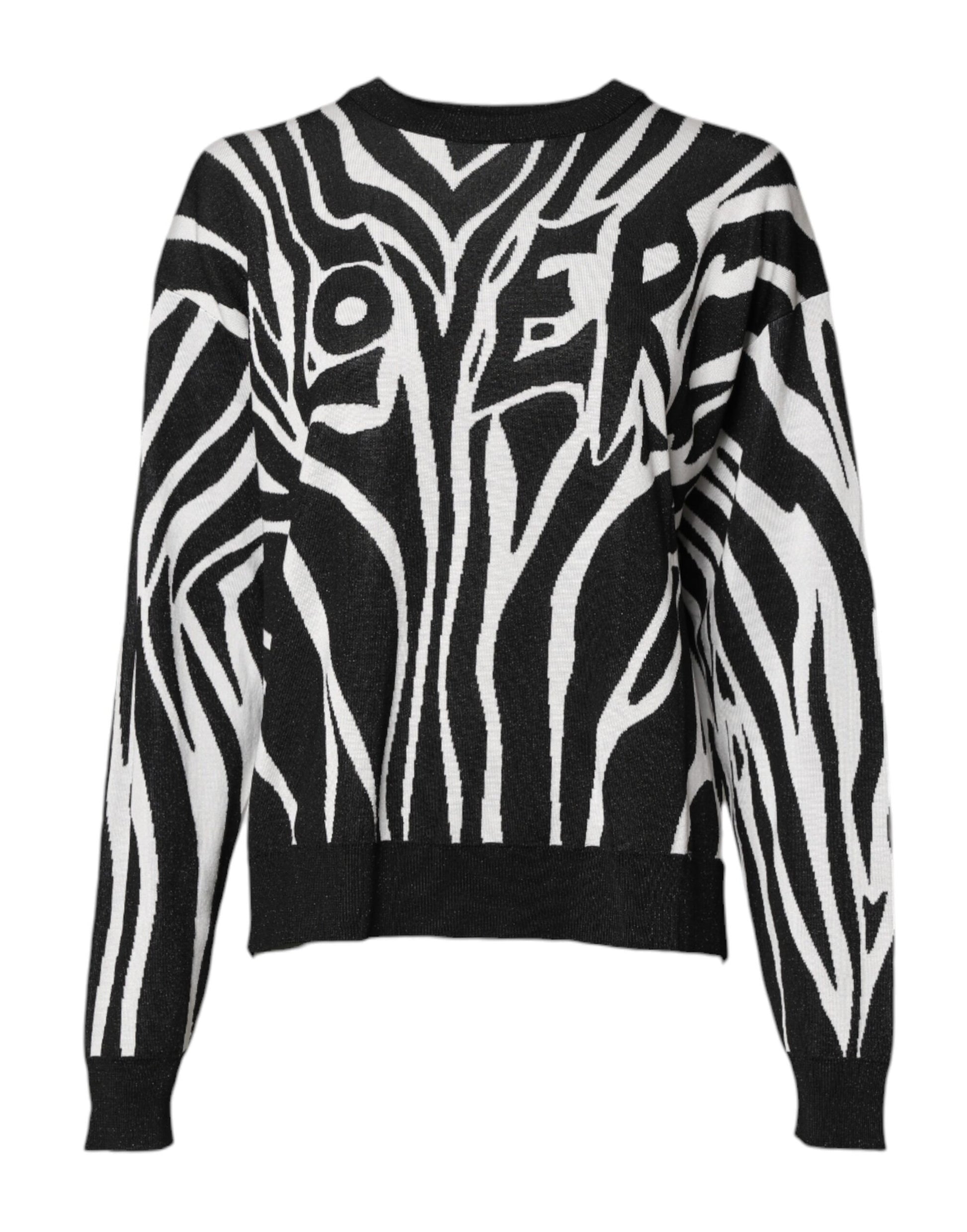 Schwarz-weißer Print Damen Pullover