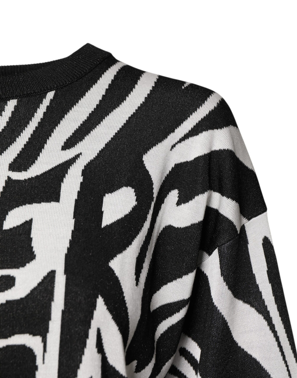 Schwarz-weißer Print Damen Pullover