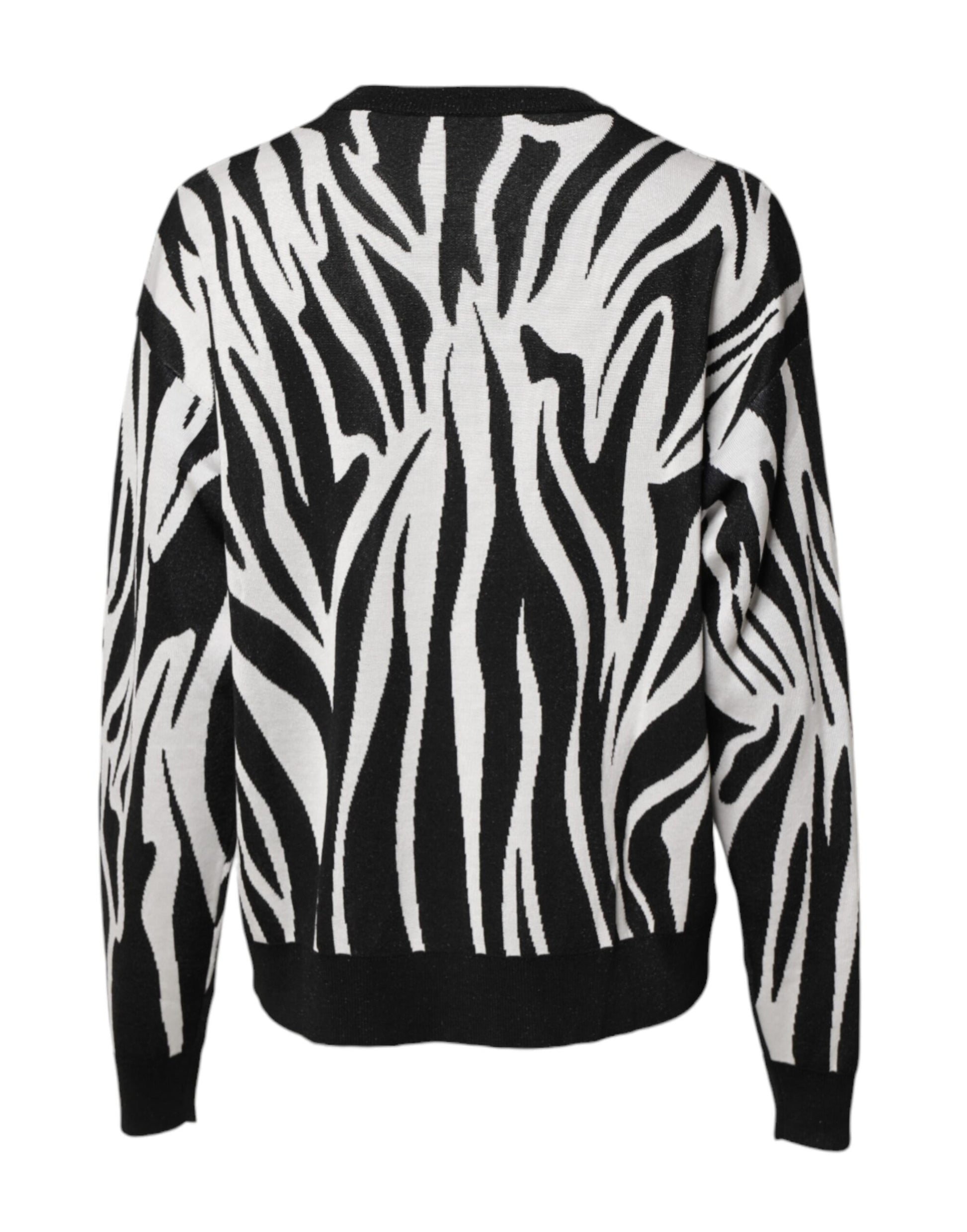 Schwarz-weißer Print Damen Pullover