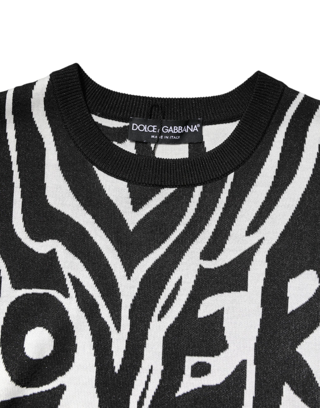 Schwarz-weißer Print Damen Pullover