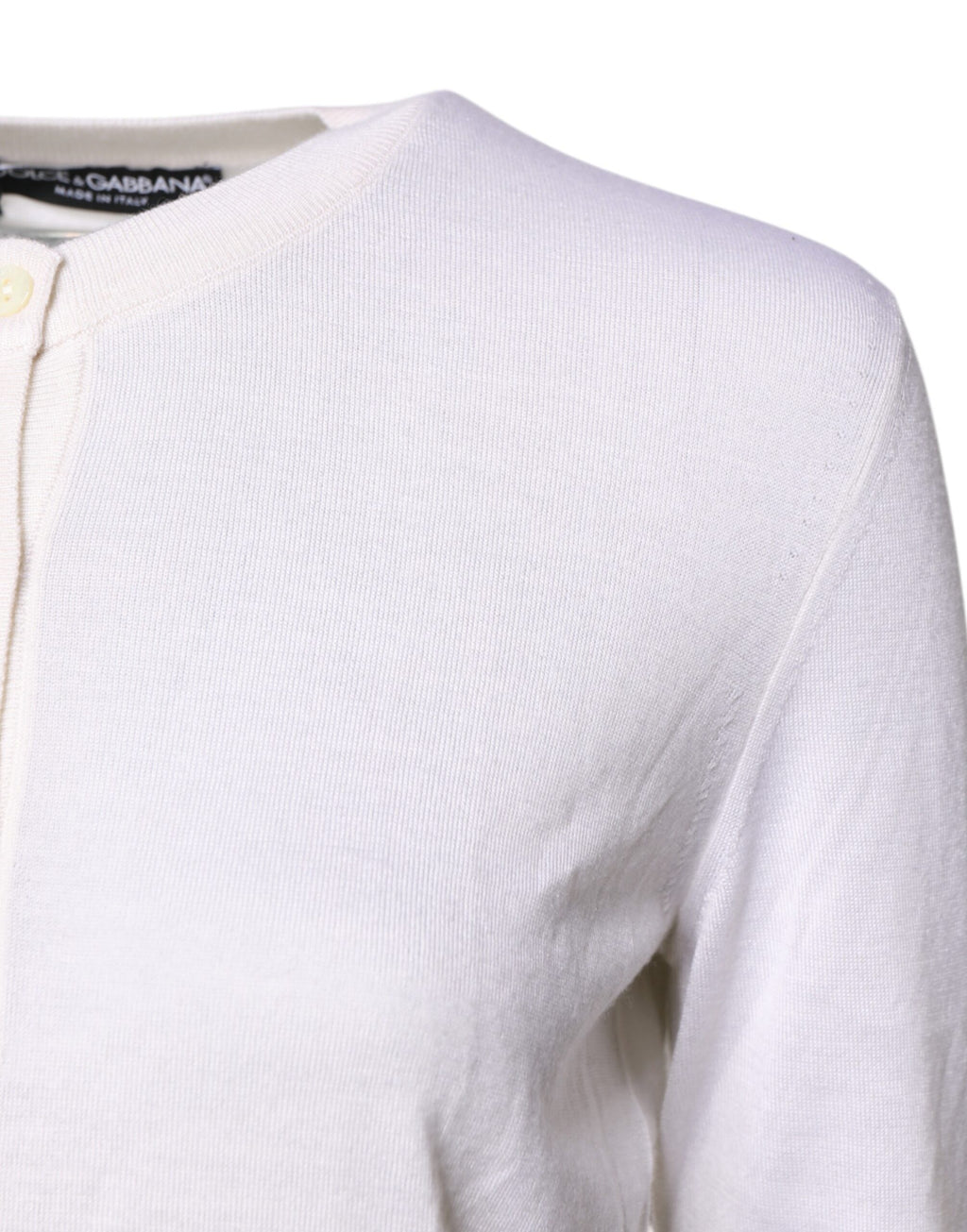Weißer Kaschmir-Cardigan mit Rundhalsausschnitt
