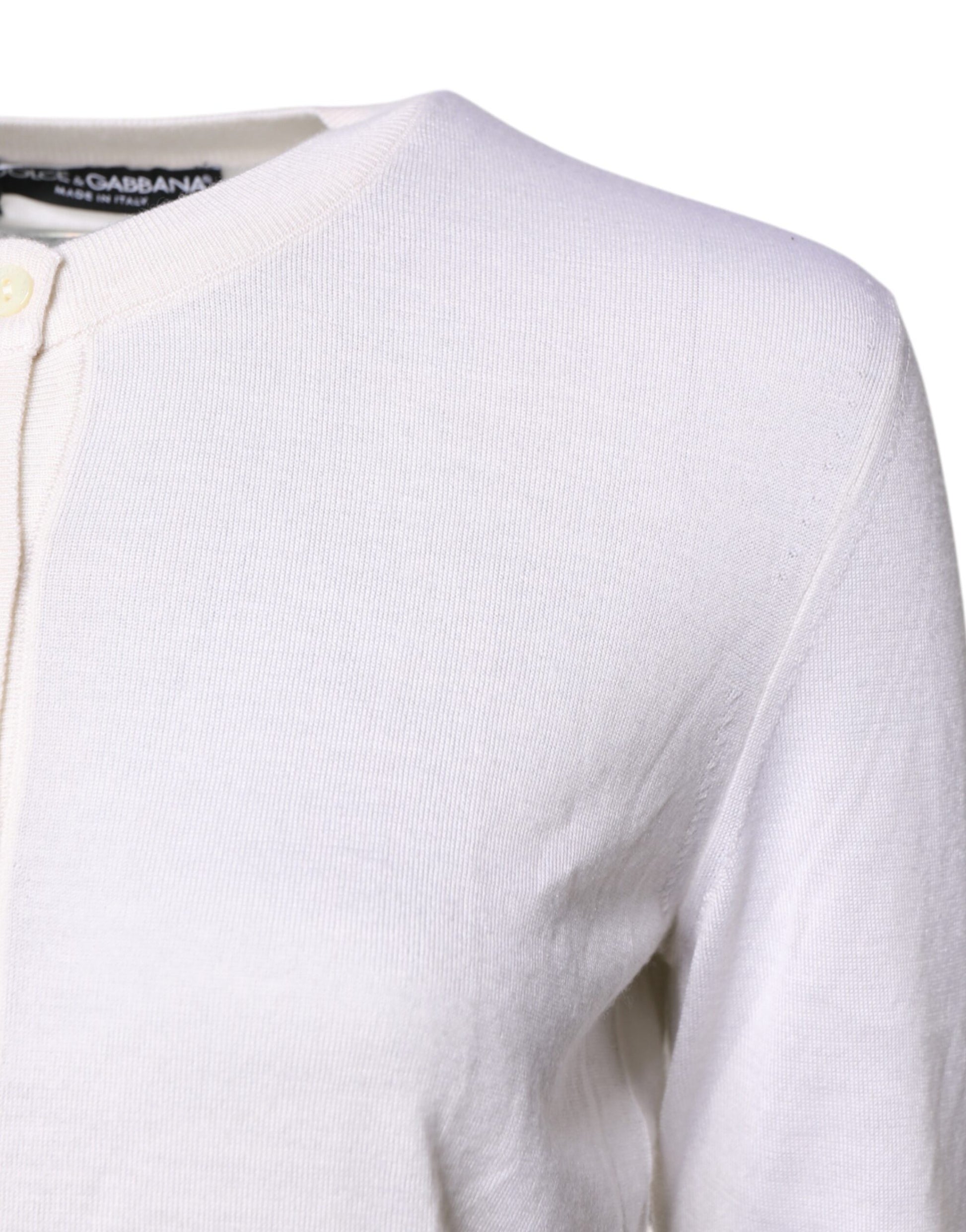 Weißer Kaschmir-Cardigan mit Rundhalsausschnitt