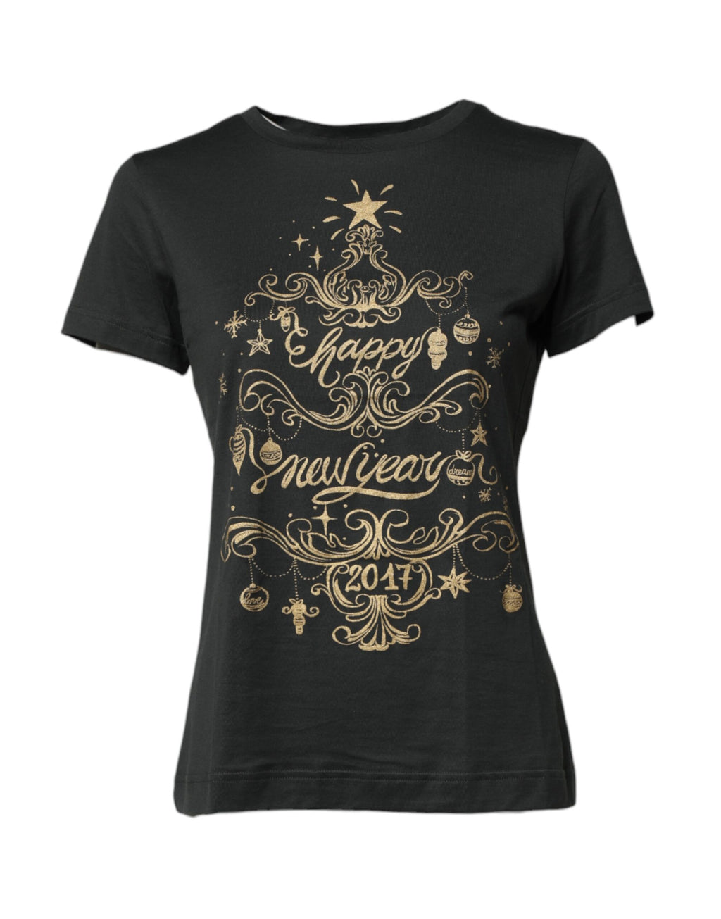 Schwarzes Kurzarm-T-Shirt aus Baumwolle mit Rundhalsausschnitt