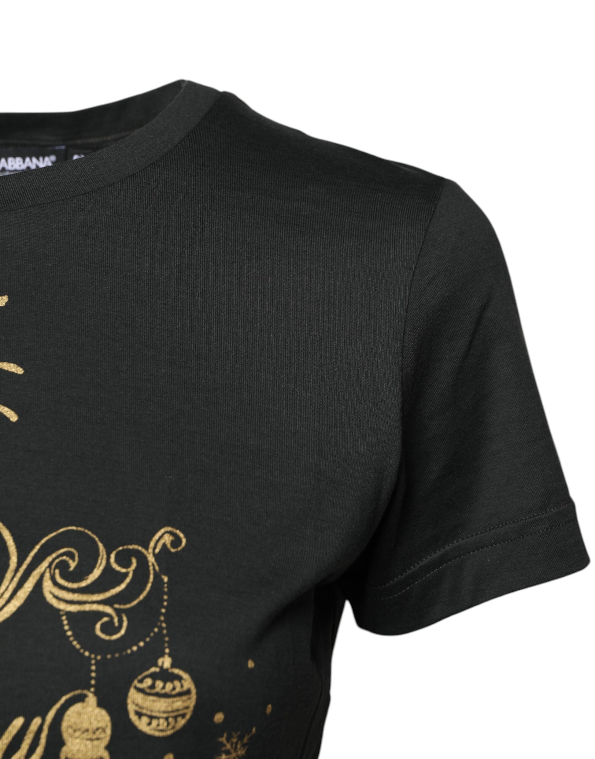 Schwarzes Kurzarm-T-Shirt aus Baumwolle mit Rundhalsausschnitt