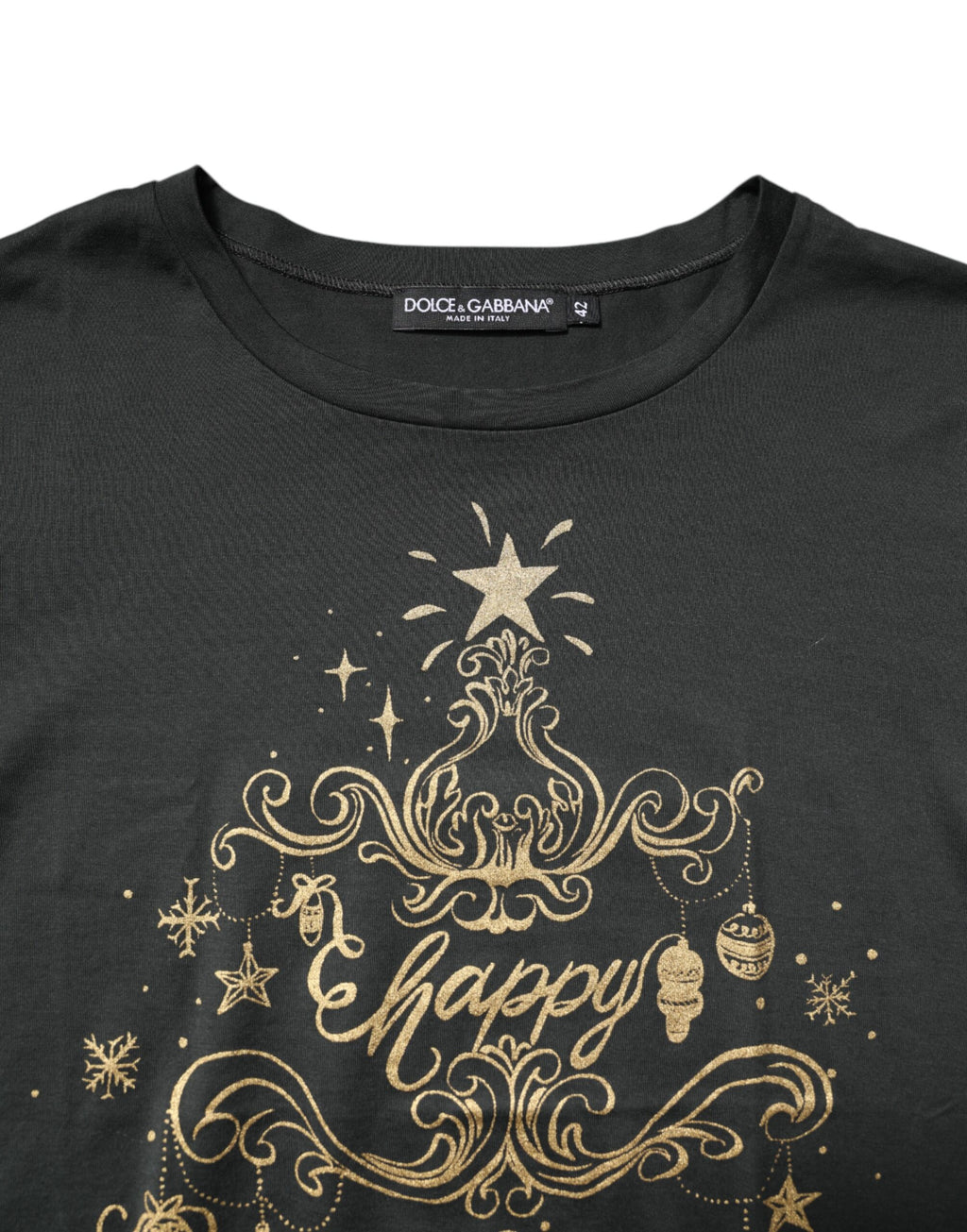 Schwarzes Kurzarm-T-Shirt aus Baumwolle mit Rundhalsausschnitt