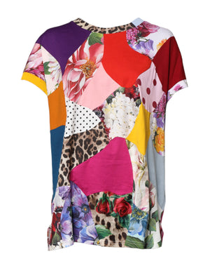Mehrfarbiges Patchwork-Bluse-Top mit kurzen Ärmeln