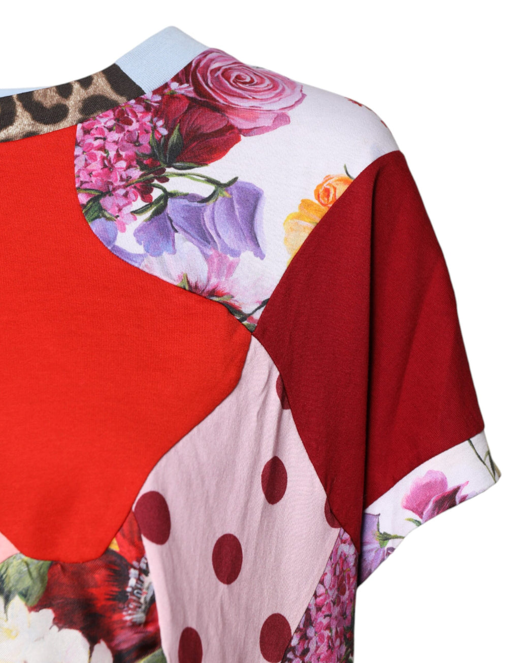 Mehrfarbiges Patchwork-Bluse-Top mit kurzen Ärmeln