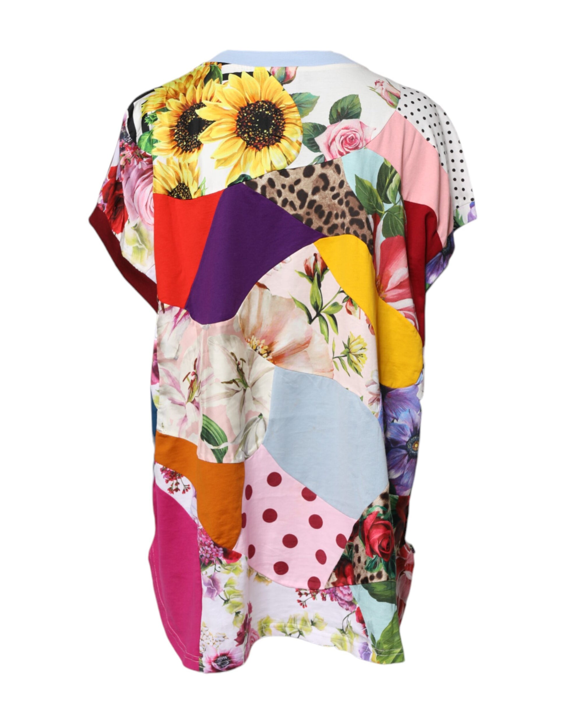 Mehrfarbiges Patchwork-Bluse-Top mit kurzen Ärmeln