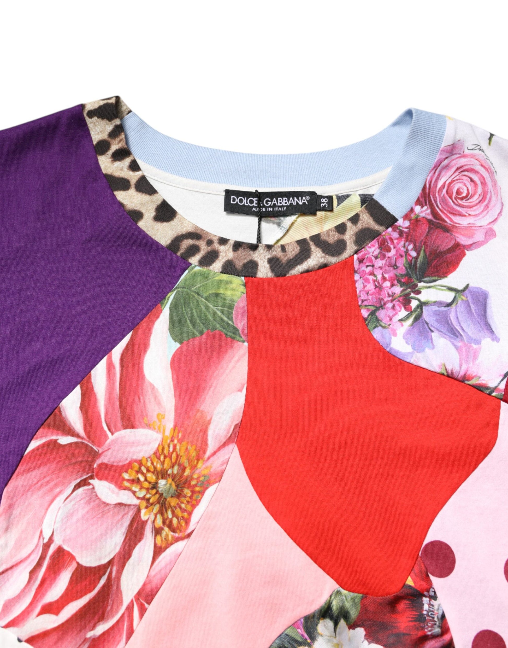 Mehrfarbiges Patchwork-Bluse-Top mit kurzen Ärmeln