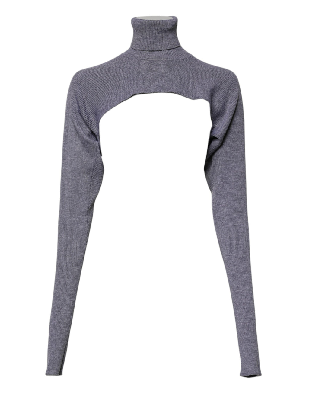 Grauer Rollkragenpullover aus Wollstrick