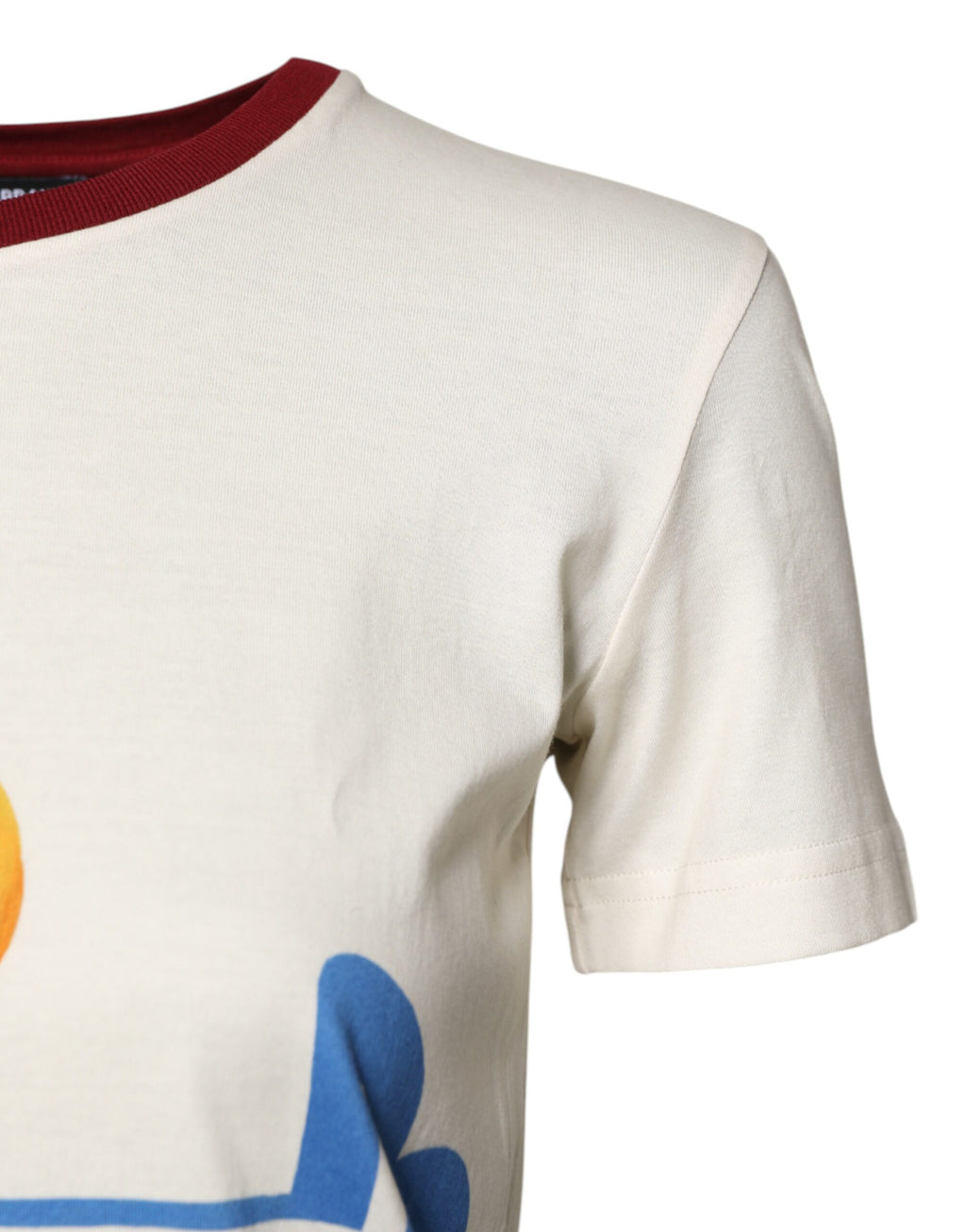 Weißes T-Shirt mit kurzen Ärmeln und Baumwolldruck