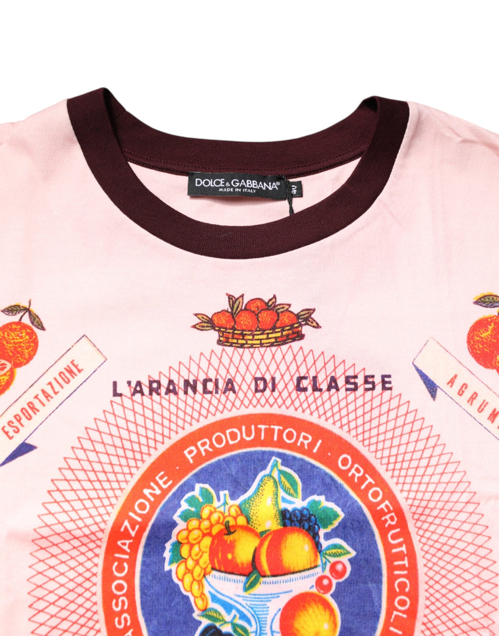 Rosa bedrucktes, kurzärmliges Crop-Top aus Baumwolle
