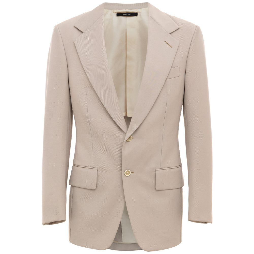 Beiger Wollanzug und Blazer