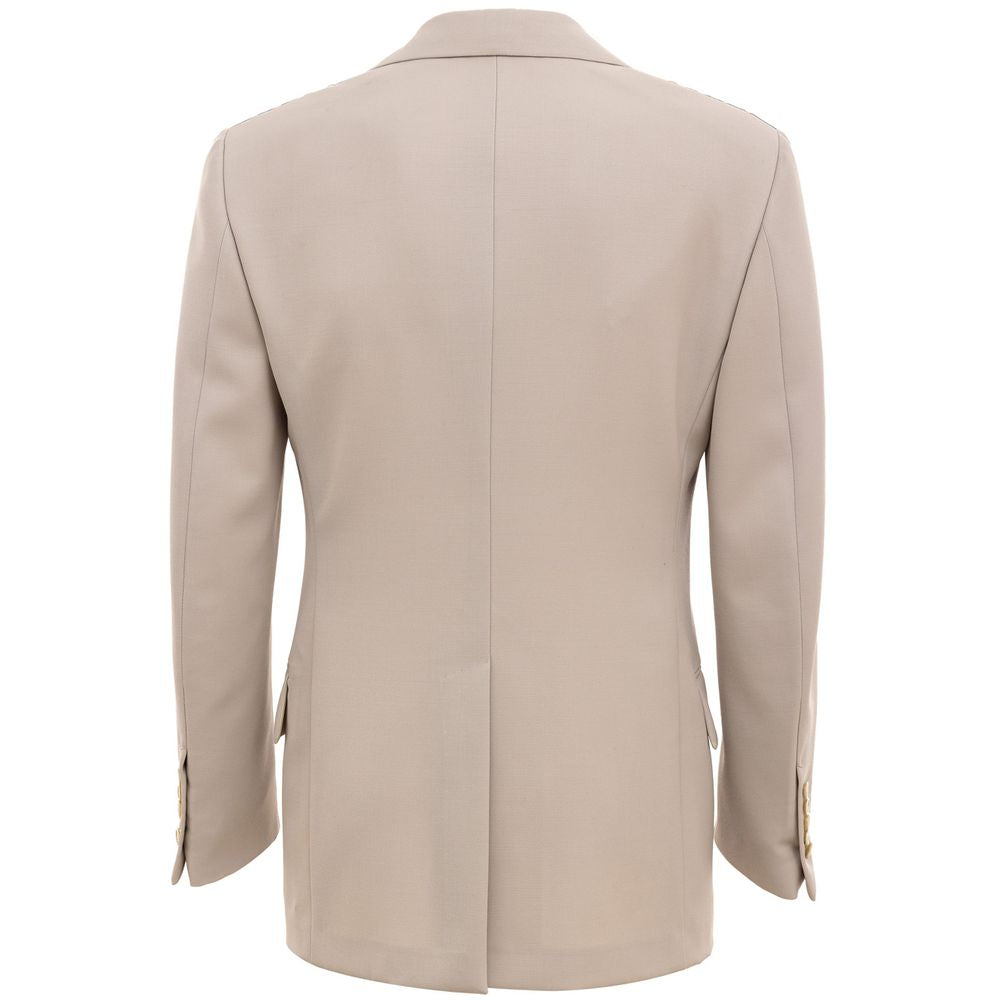 Beiger Wollanzug und Blazer