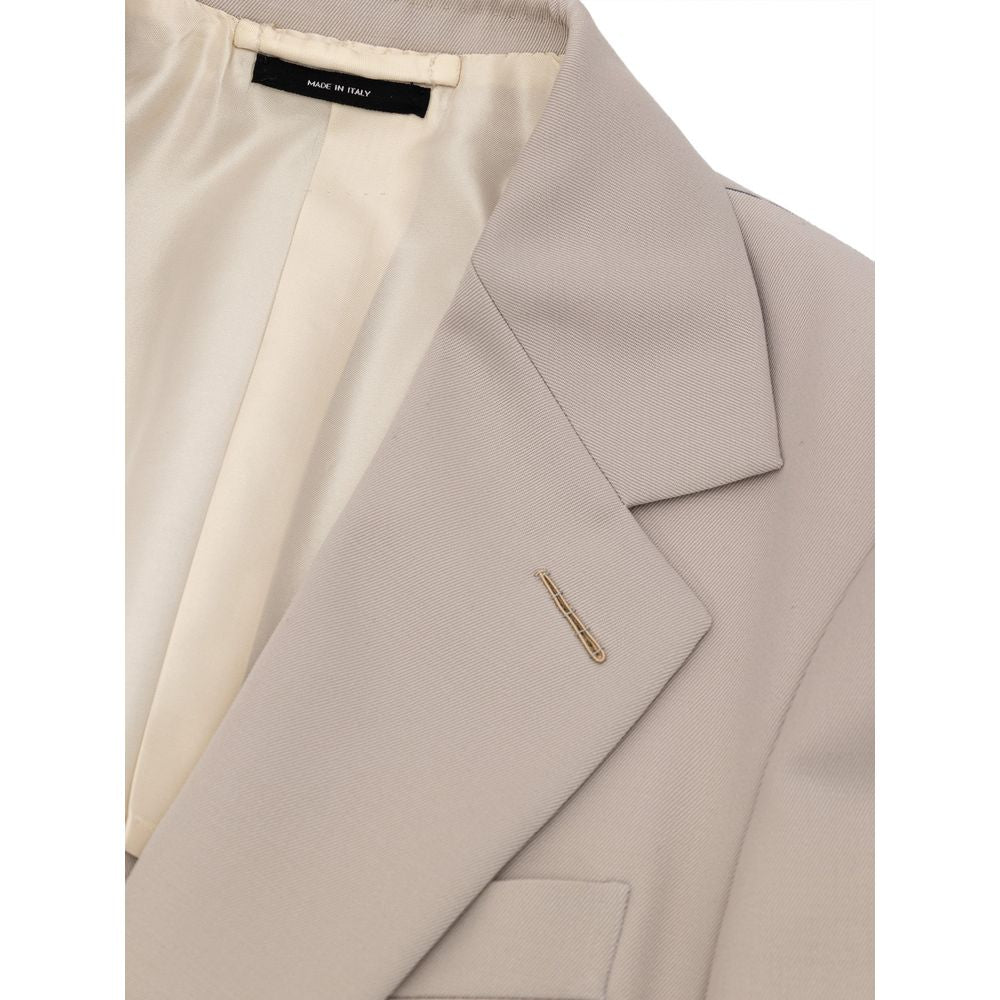 Beiger Wollanzug und Blazer