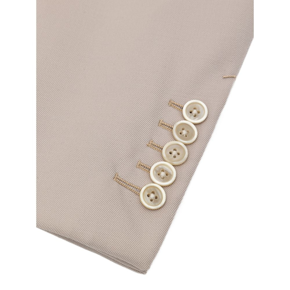 Beiger Wollanzug und Blazer