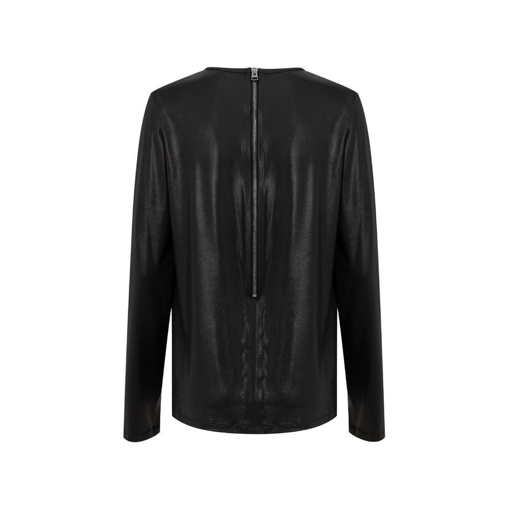 Schwarzes Viskose-Langarmshirt
