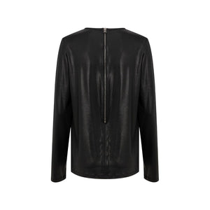 Schwarzes Viskose-Langarmshirt
