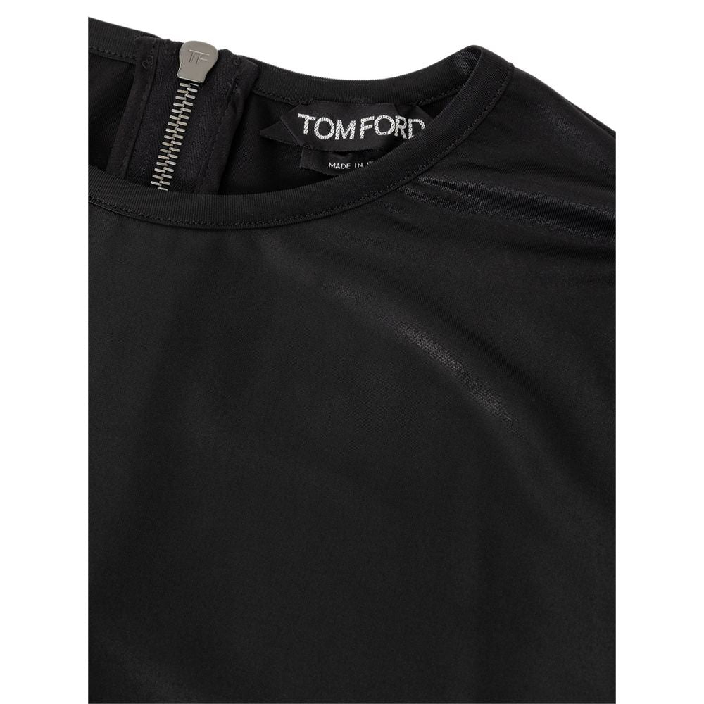 Schwarzes Viskose-Langarmshirt