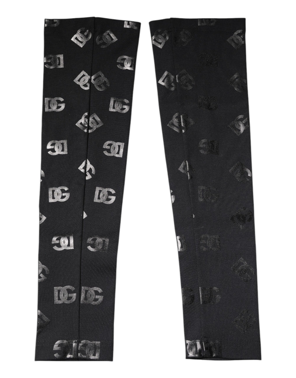 Schwarze Stretch-Armstulpen aus Wolle mit DG-Logo und Monogramm