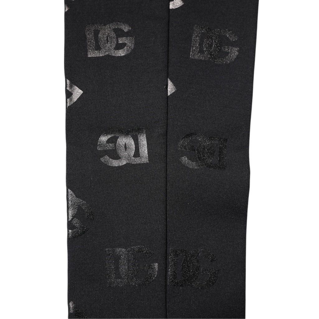 Schwarze Stretch-Armstulpen aus Wolle mit DG-Logo und Monogramm