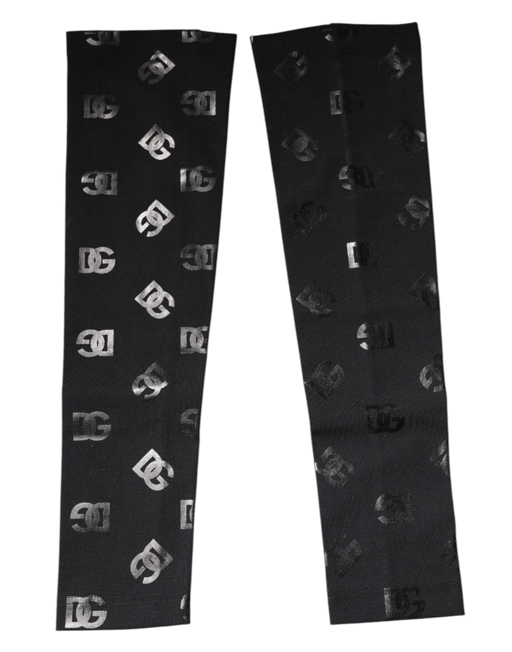 Schwarze Stretch-Armstulpen aus Wolle mit DG-Logo und Monogramm