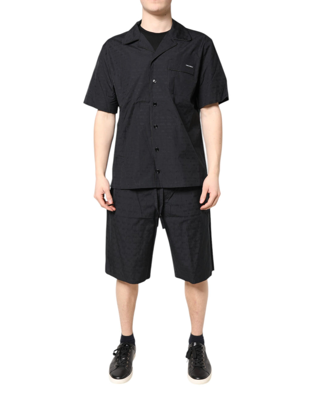 Schwarzes Pyjama-Set aus Baumwolle für Herren