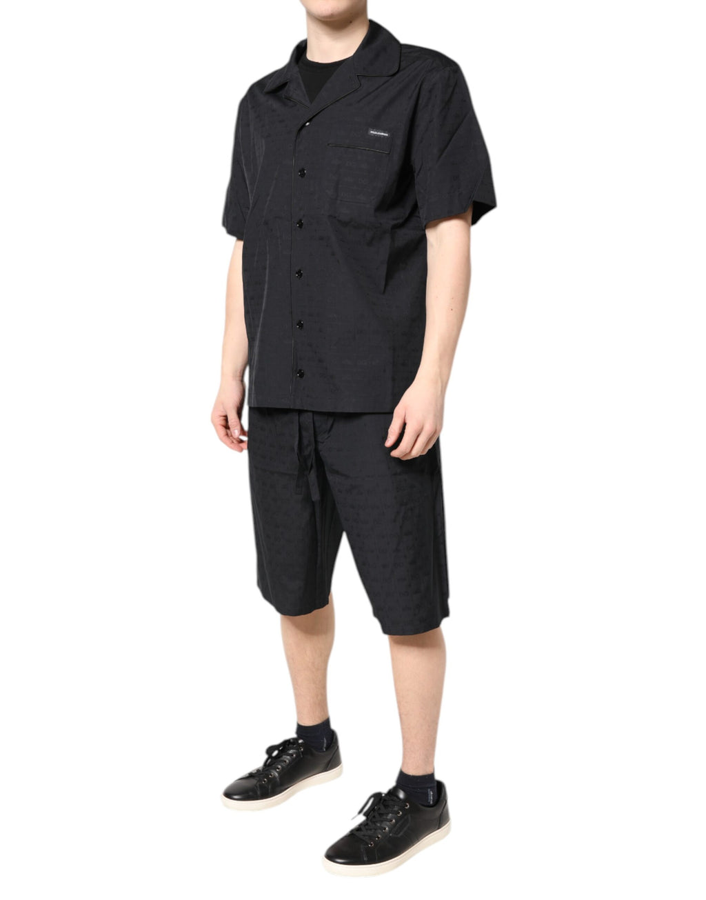 Schwarzes Pyjama-Set aus Baumwolle für Herren