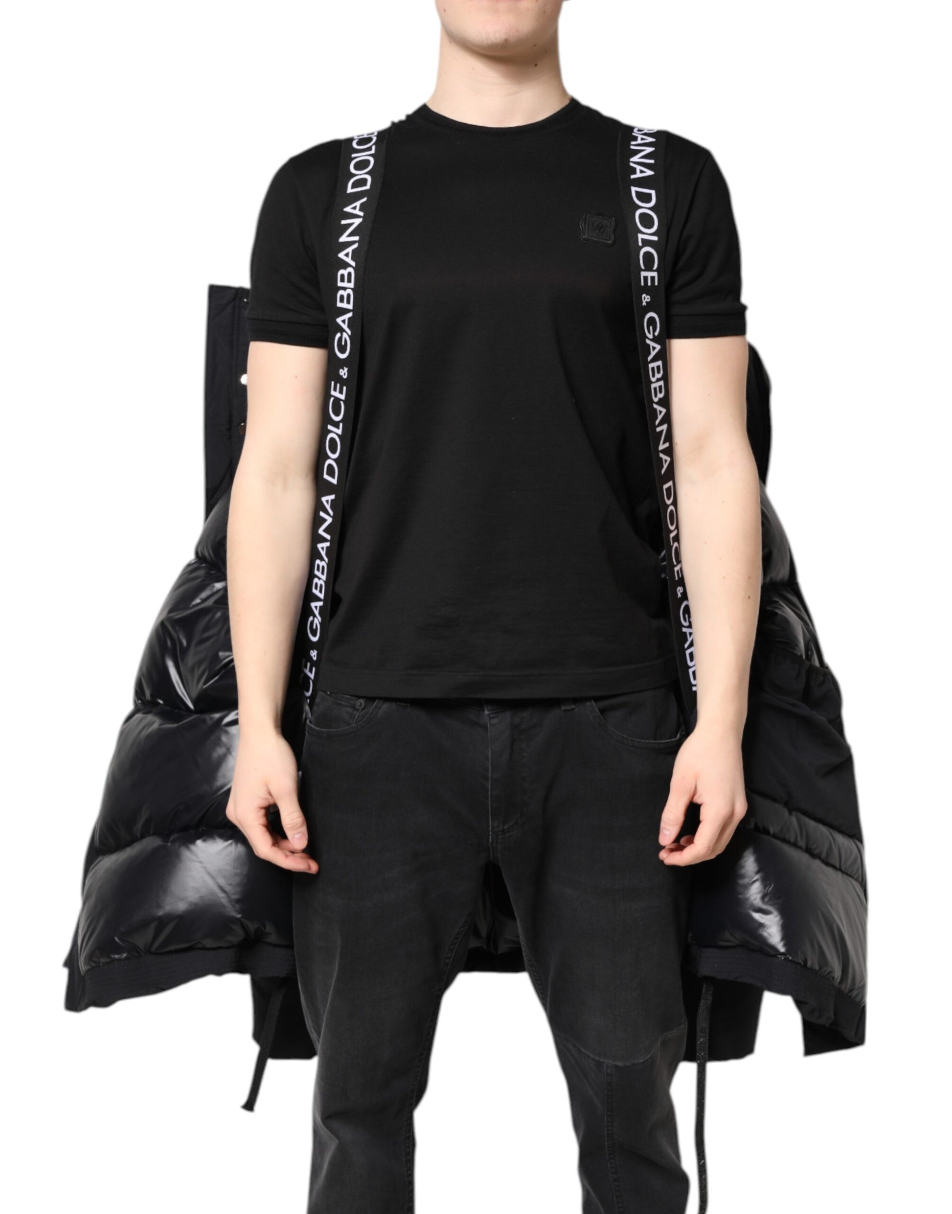 Schwarze Nylon-Parkajacke mit durchgehendem Reißverschluss und Kapuze