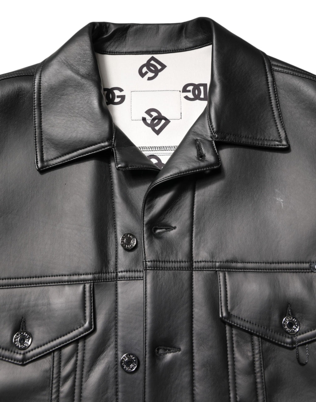 Schwarze Bikerjacke aus Polyester mit Knopfleiste