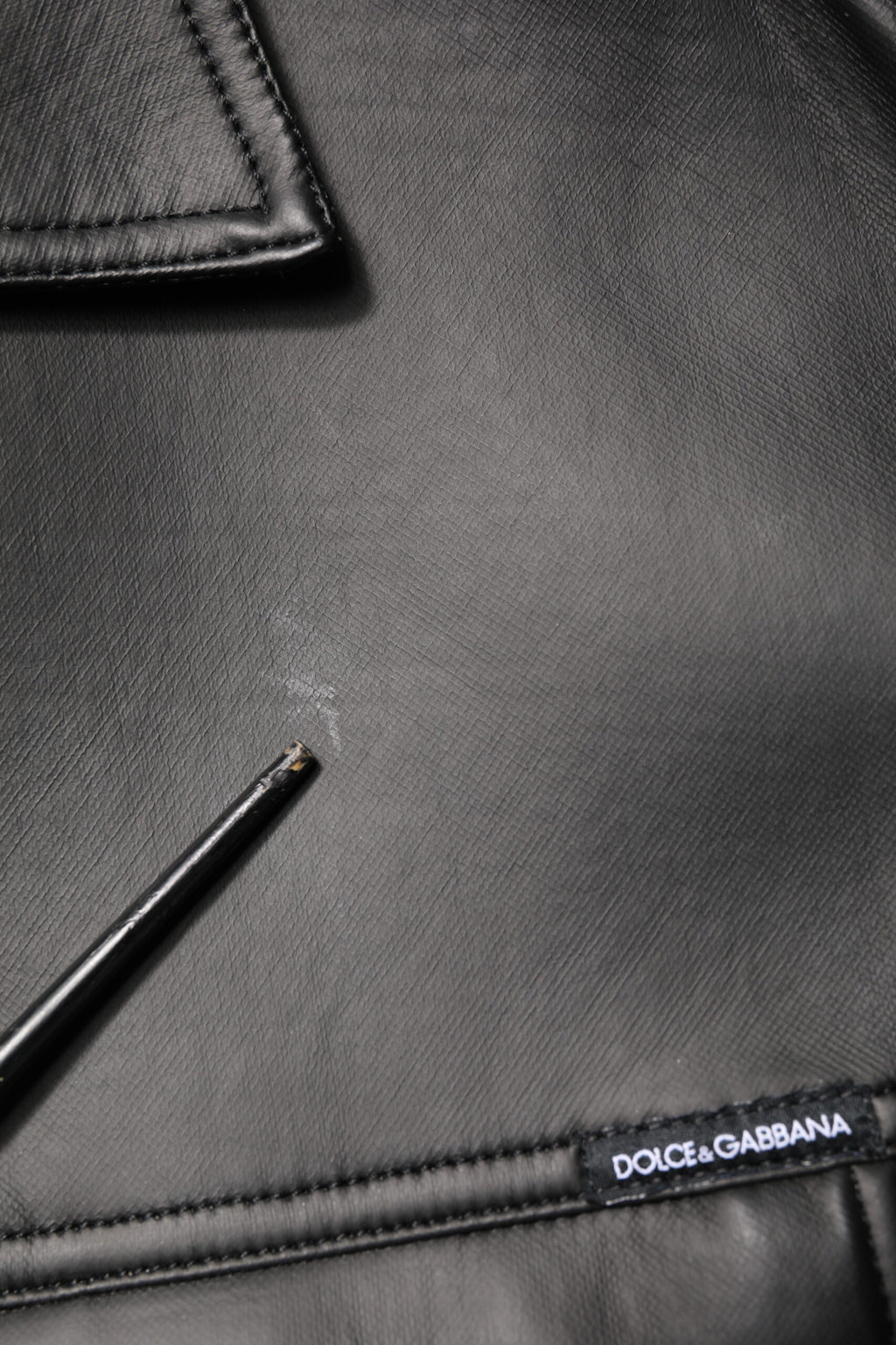 Schwarze Bikerjacke aus Polyester mit Knopfleiste