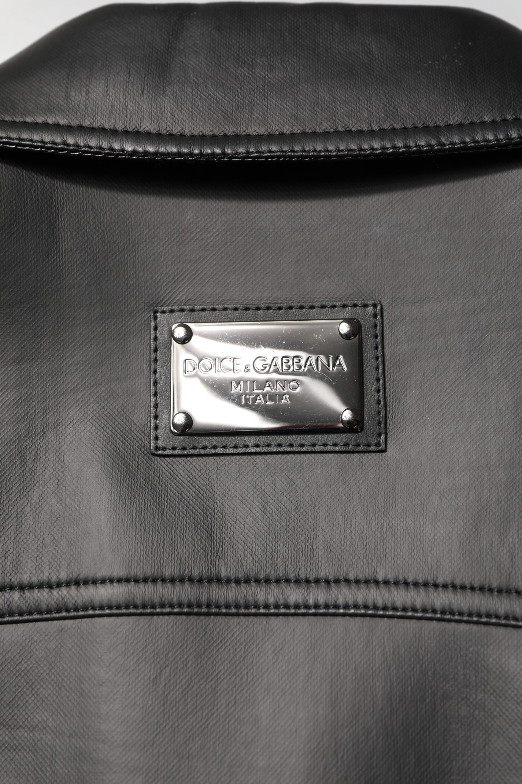 Schwarze Bikerjacke aus Polyester mit Knopfleiste