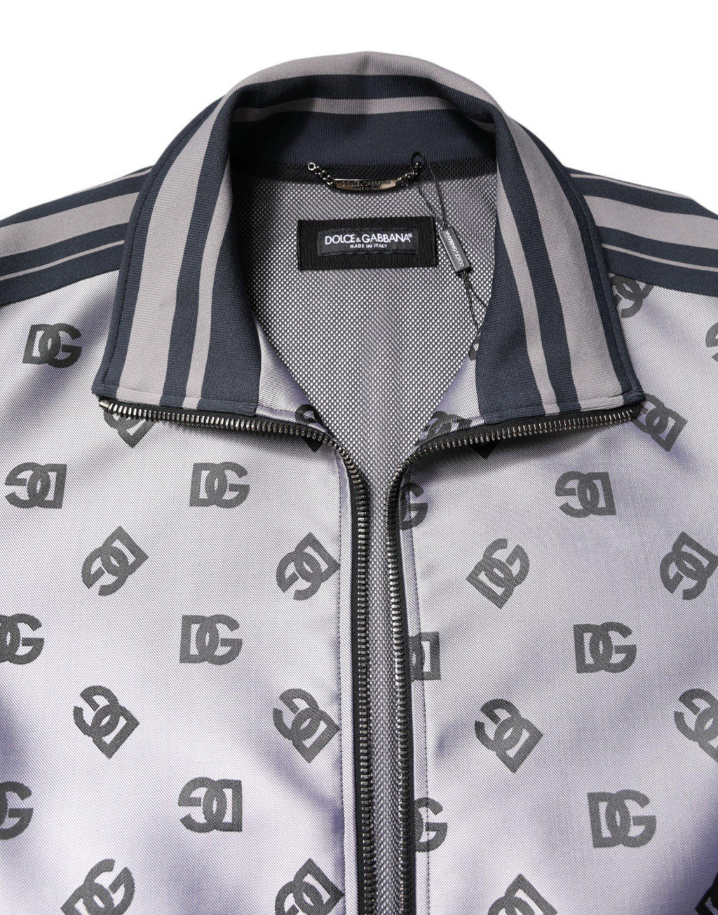 Graue Bomberjacke mit durchgehendem Reißverschluss und Logo-Monogramm